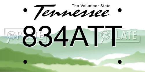 834ATT Tennessee License Plate