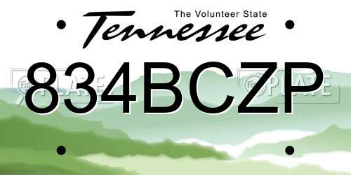 834BCZP Tennessee License Plate