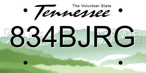 834BJRG Tennessee License Plate