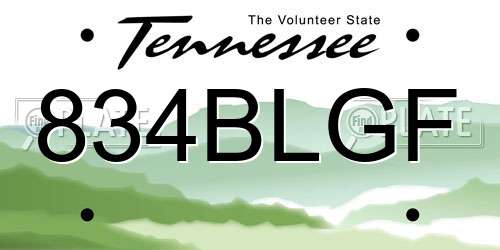 834BLGF Tennessee License Plate