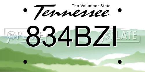 834BZI Tennessee License Plate