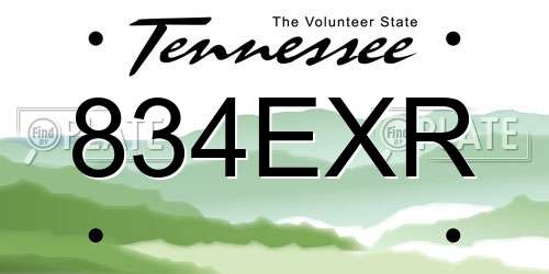 834EXR Tennessee License Plate