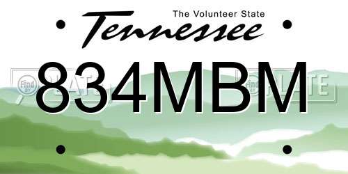834MBM Tennessee License Plate