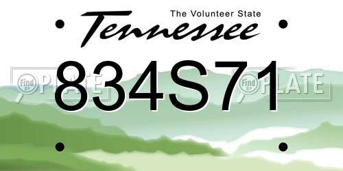 834S71 Tennessee License Plate
