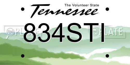 834STI Tennessee License Plate