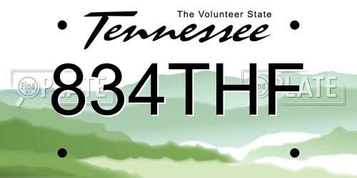 834THF Tennessee License Plate