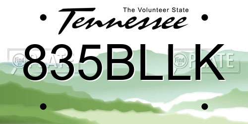 835BLLK Tennessee License Plate