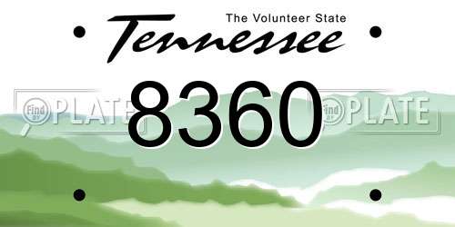 8360 Tennessee License Plate