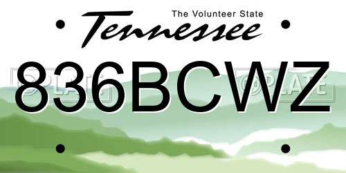 836BCWZ Tennessee License Plate