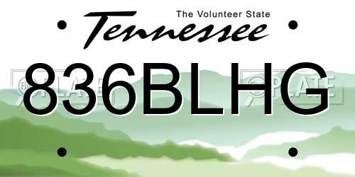 836BLHG Tennessee License Plate