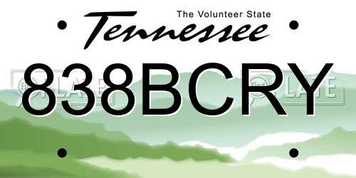 838BCRY Tennessee License Plate