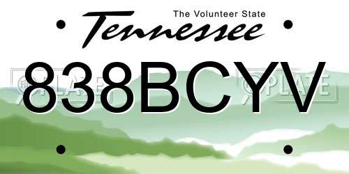 838BCYV Tennessee License Plate