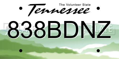 838BDNZ Tennessee License Plate