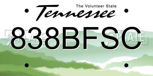 838BFSC Tennessee License Plate