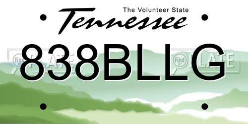 838BLLG Tennessee License Plate