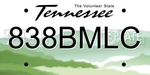 838BMLC Tennessee License Plate