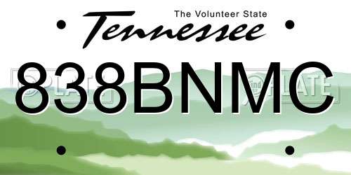838BNMC Tennessee License Plate