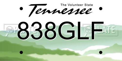 838GLF Tennessee License Plate