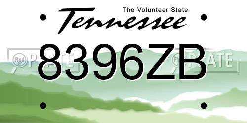8396ZB Tennessee License Plate