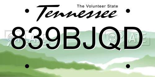 839BJQD Tennessee License Plate