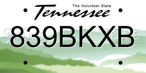 839BKXB Tennessee License Plate