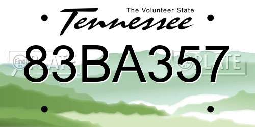 83BA357 Tennessee License Plate