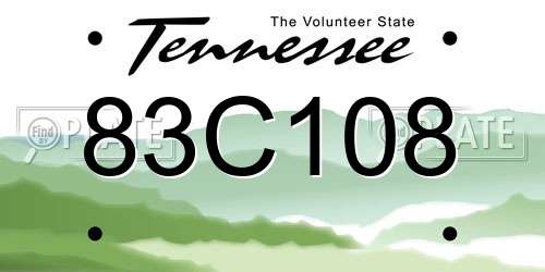 83C108 Tennessee License Plate