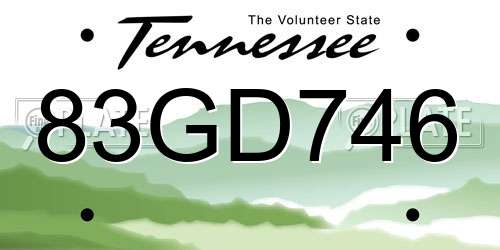 83GD746 Tennessee License Plate