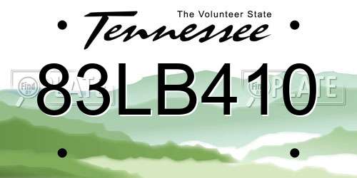 83LB410 Tennessee License Plate