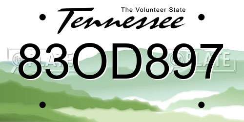 83OD897 Tennessee License Plate