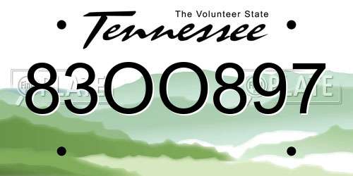 83OO897 Tennessee License Plate