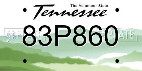 83P860 Tennessee License Plate