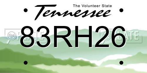 83RH26 Tennessee License Plate