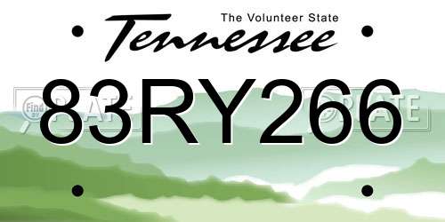 83RY266 Tennessee License Plate