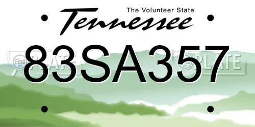 83SA357 Tennessee License Plate