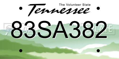 83SA382 Tennessee License Plate