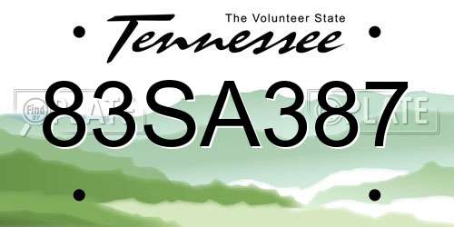 83SA387 Tennessee License Plate
