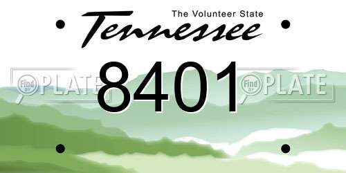 8401 Tennessee License Plate