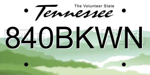 840BKWN Tennessee License Plate