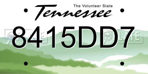 8415DD7 Tennessee License Plate