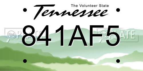 841AF5 Tennessee License Plate