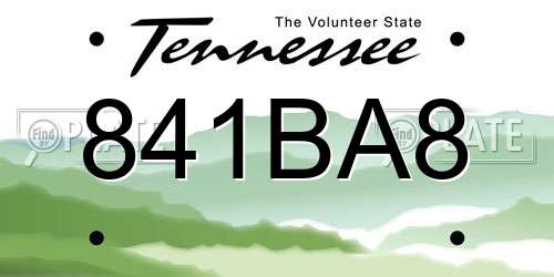 841BA8 Tennessee License Plate