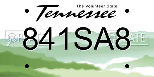 841SA8 Tennessee License Plate