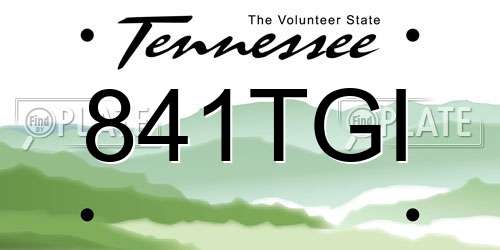 841TGI Tennessee License Plate