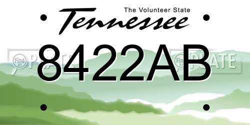 8422AB Tennessee License Plate