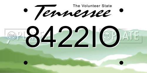 8422IO Tennessee License Plate
