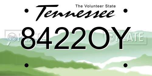 8422OY Tennessee License Plate