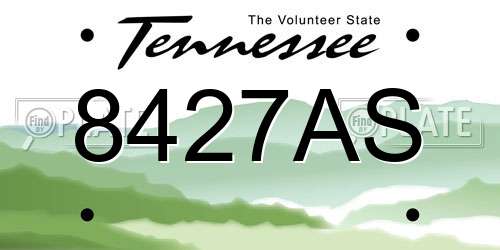 8427AS Tennessee License Plate