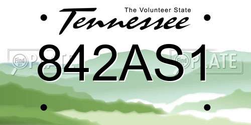 842AS1 Tennessee License Plate