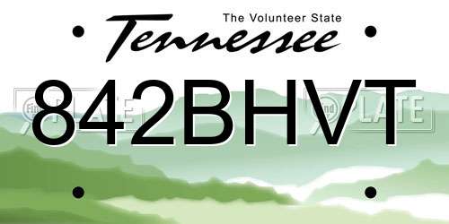 842BHVT Tennessee License Plate